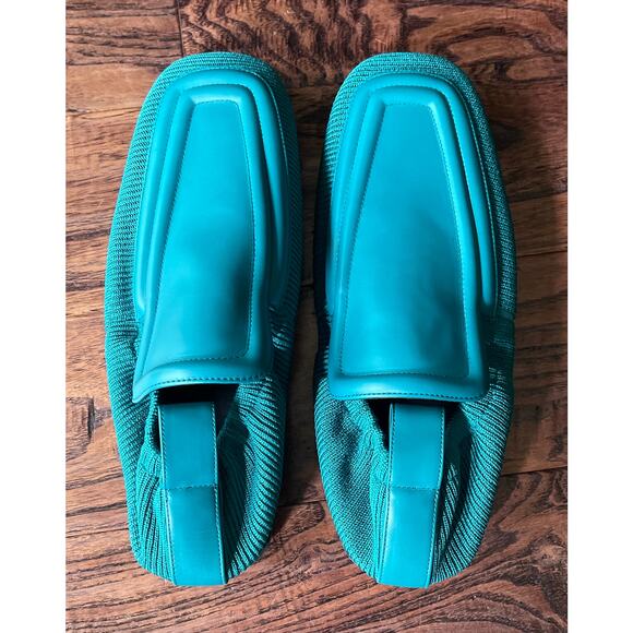 $1095 NIB Bottega Veneta Men\'s Green Leather Textile Slip-On Loafers 42(9)